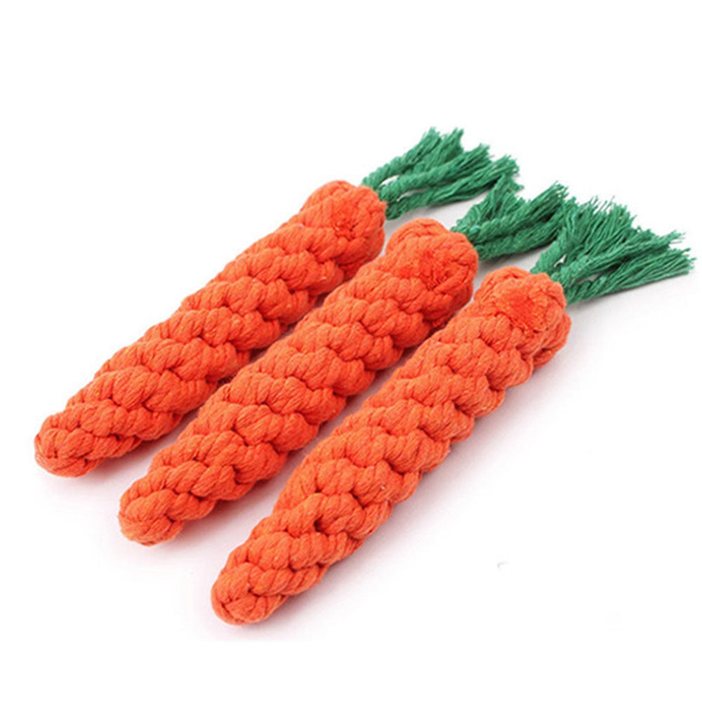 Carrot Rope Dog Toy Durable Braided Cotton Chew and Tug Toy