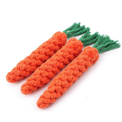 Carrot Rope Dog Toy Durable Braided Cotton Chew and Tug Toy
