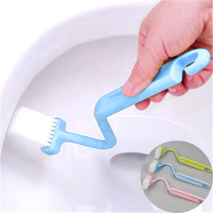 Curved Long-Handle Toilet Brush for Under-Rim Cleaning