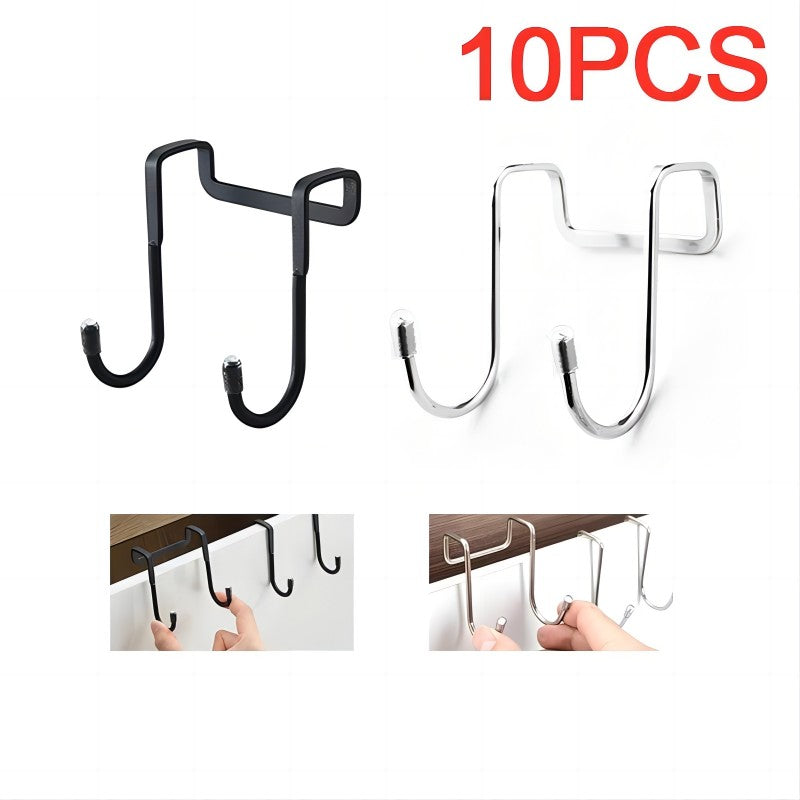 Stainless Steel Over-Cabinet Double S Hooks, Set of 10
