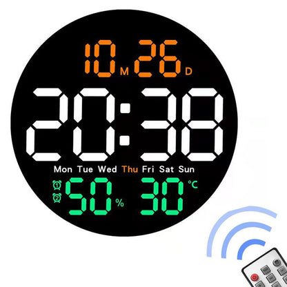Digital LED Wall Clock with Dual Alarms and Temperature