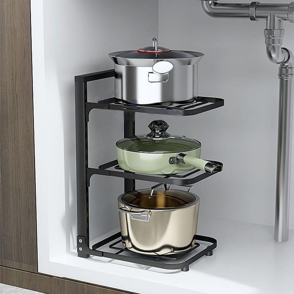 Adjustable Pot and Pan Organizer Rack, Heavy-Duty Under-Cabinet Stand