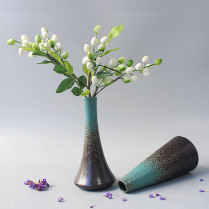 Reactive Glaze Ceramic Bud Vase - Teal Stoneware Flower Vase Decor