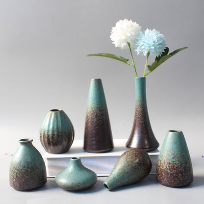 Reactive Glaze Ceramic Bud Vase - Teal Stoneware Flower Vase Decor