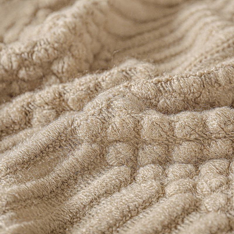 Chunky Knit Throw Blanket with Tassels - Textured Boho Sofa Throw