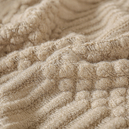 Chunky Knit Throw Blanket with Tassels - Textured Boho Sofa Throw