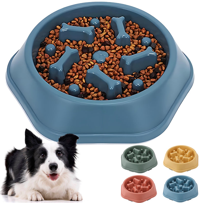 Slow Feeder Dog Bowl, Anti-Gulp Maze Pet Food Bowl with Non-Slip Base