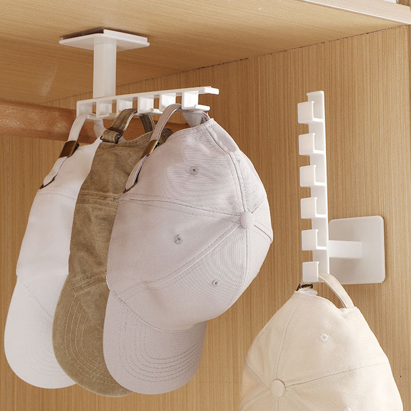 Hat Rack Organizer 6-Hook Baseball Cap Holder Wall & Door Mount
