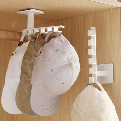 Hat Rack Organizer 6-Hook Baseball Cap Holder Wall & Door Mount