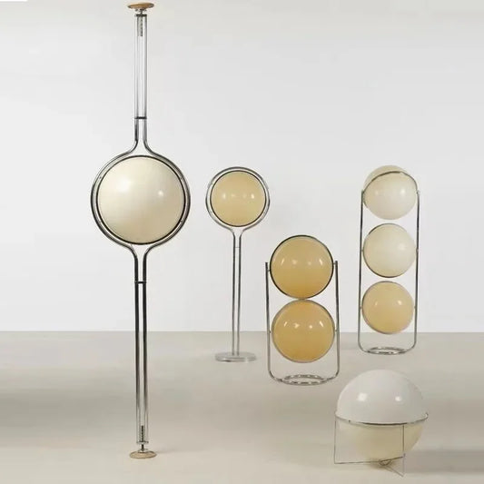 Chrome Metal Floor Lamp with Frosted Acrylic Ball Globe