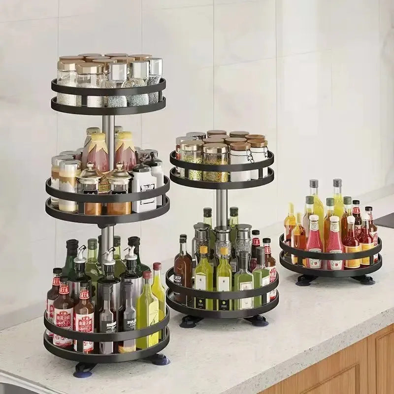 Rotating Kitchen Spice Rack Turntable Storage Organizer for Counter