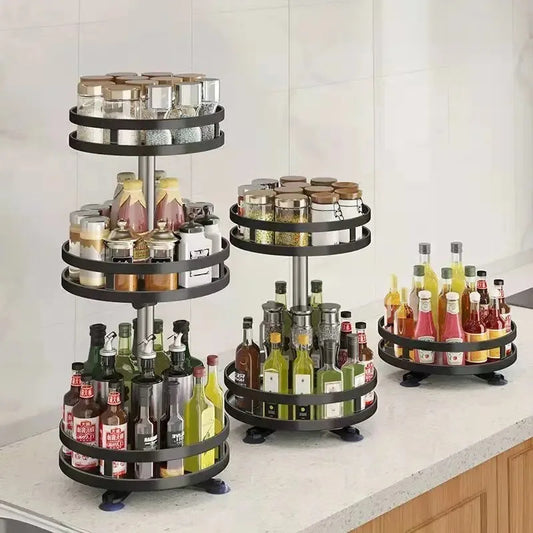 Rotating Kitchen Spice Rack Turntable Storage Organizer for Counter