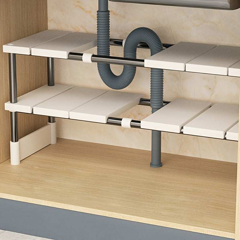 Adjustable Under Sink Storage Rack, Expandable Cabinet Shelf