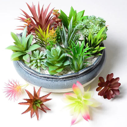 12-Piece Faux Succulent Plants, Realistic Green Garden Picks