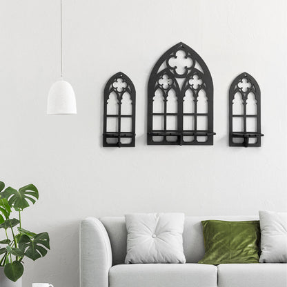 Gothic Cathedral Crystal Shelf — Wooden Sconce Display Stand