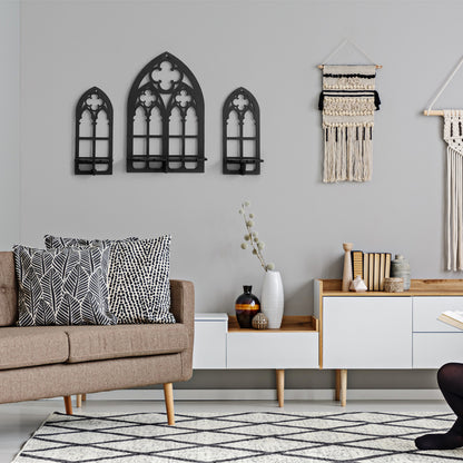 Gothic Cathedral Crystal Shelf — Wooden Sconce Display Stand