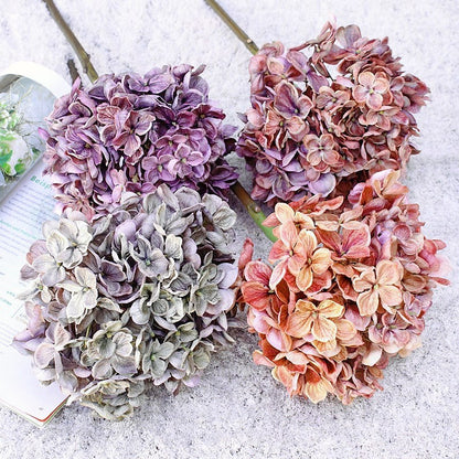 Artificial Hydrangea Stem — 48cm Vintage Faux Silk Flower