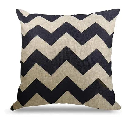 Navy Geometric Linen Throw Pillow Covers, Modern Sofa Cushion Covers