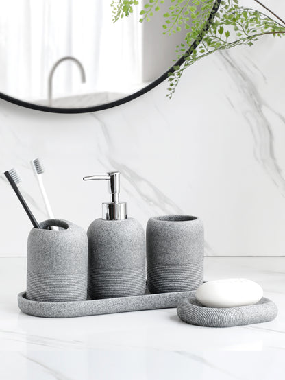 5-Piece Bathroom Accessories Set Soap Dispenser, Cups & Tray