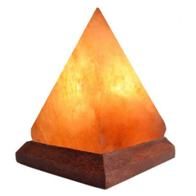 Himalayan Salt Pyramid Lamp with Wooden Base