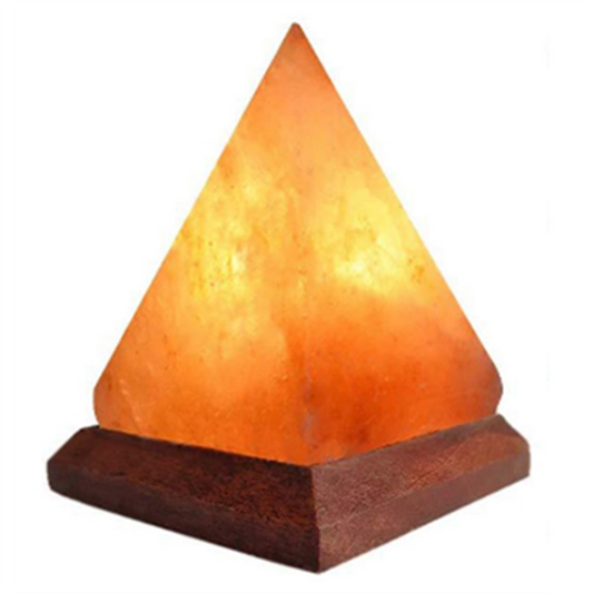 Himalayan Salt Pyramid Lamp with Wooden Base