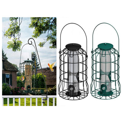 Squirrel-Proof Hanging Bird Feeder - Rust-Proof Metal Cage Tube