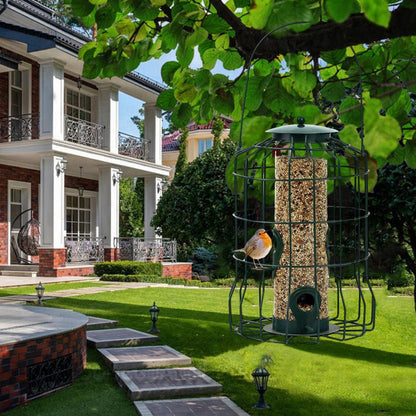Squirrel-Proof Hanging Bird Feeder - Rust-Proof Metal Cage Tube