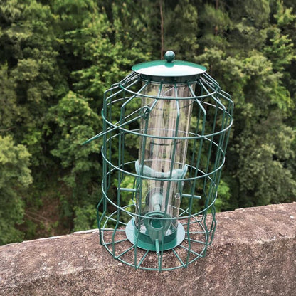 Squirrel-Proof Hanging Bird Feeder - Rust-Proof Metal Cage Tube