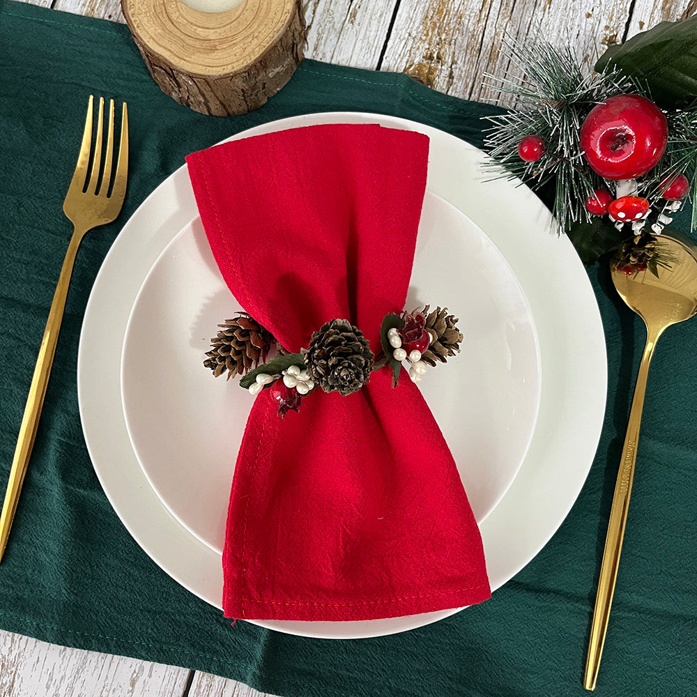 Set of 6 Cotton Cloth Napkins — Holiday Christmas Dinner Linens