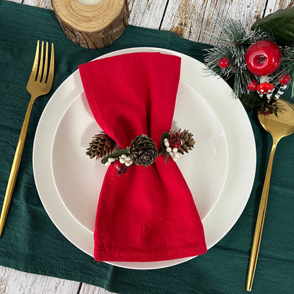 Set of 6 Cotton Cloth Napkins — Holiday Christmas Dinner Linens