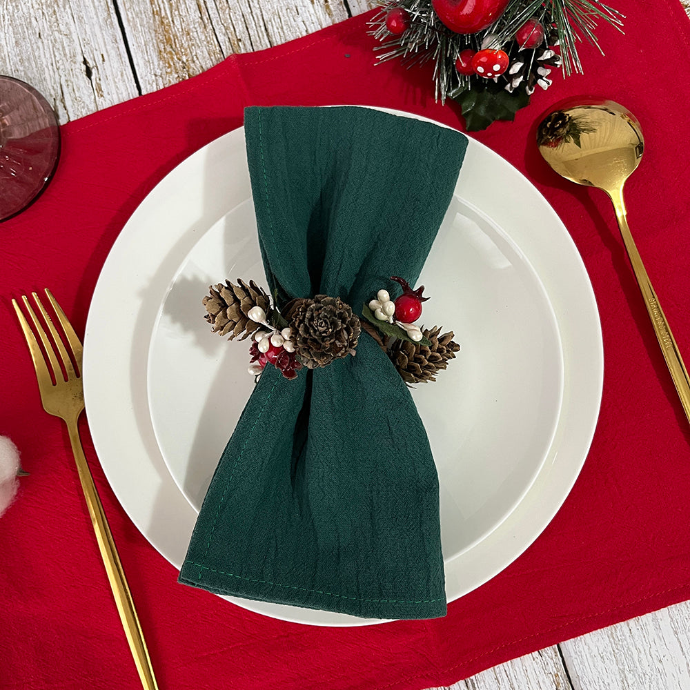 Set of 6 Cotton Cloth Napkins — Holiday Christmas Dinner Linens