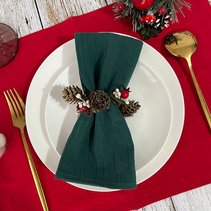 Set of 6 Cotton Cloth Napkins — Holiday Christmas Dinner Linens