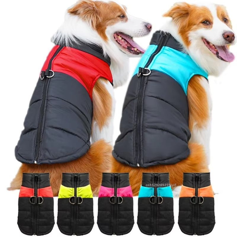 Waterproof Warm Dog Coat, Padded Winter Vest Jacket with Zipper