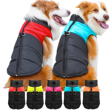 Waterproof Warm Dog Coat, Padded Winter Vest Jacket with Zipper