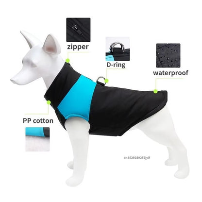 Waterproof Warm Dog Coat, Padded Winter Vest Jacket with Zipper