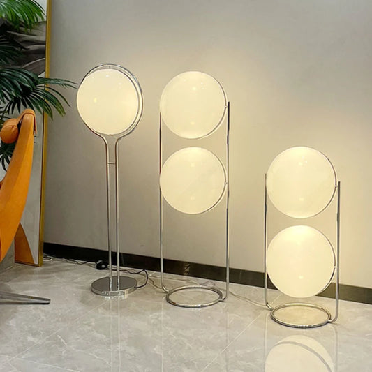 Nordic Frosted Glass Globe Floor Lamp for Living Room