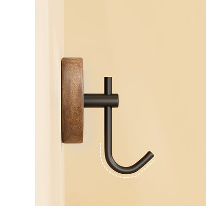 Self-Adhesive Wooden Wall Hooks, Modern Round Coat & Towel Hooks