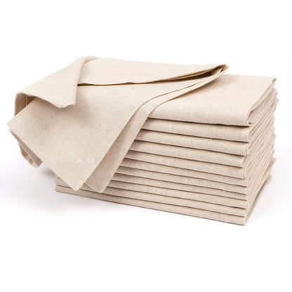 Set of 12 Linen Cotton Dinner Napkins — Natural Reusable Cloth Set