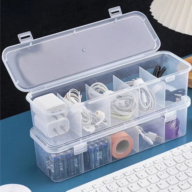 Clear Cable Organizer Case, Dustproof Compartment Storage Box