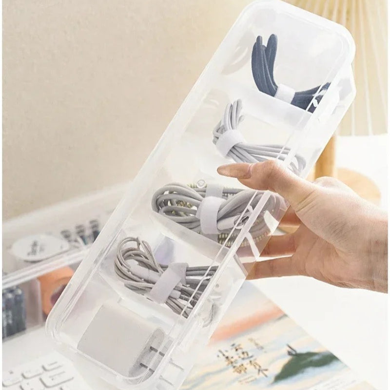 Clear Cable Organizer Case, Dustproof Compartment Storage Box