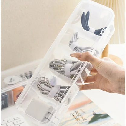 Clear Cable Organizer Case, Dustproof Compartment Storage Box