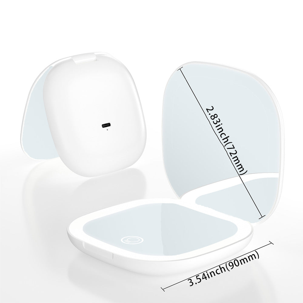 Compact LED Makeup Mirror - Foldable Pocket Travel Vanity Mirror