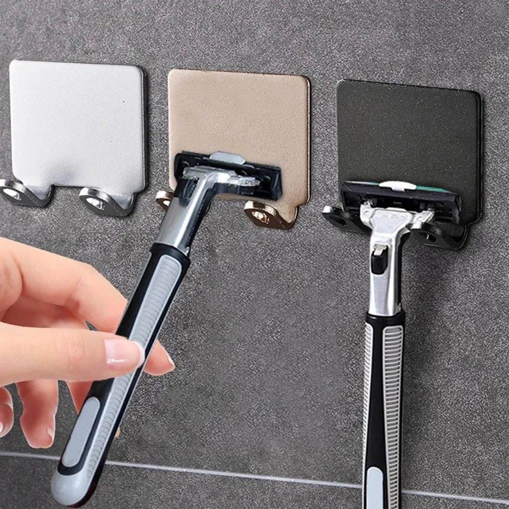 Stainless Steel Wall Razor Holder, Adhesive Bathroom Hook