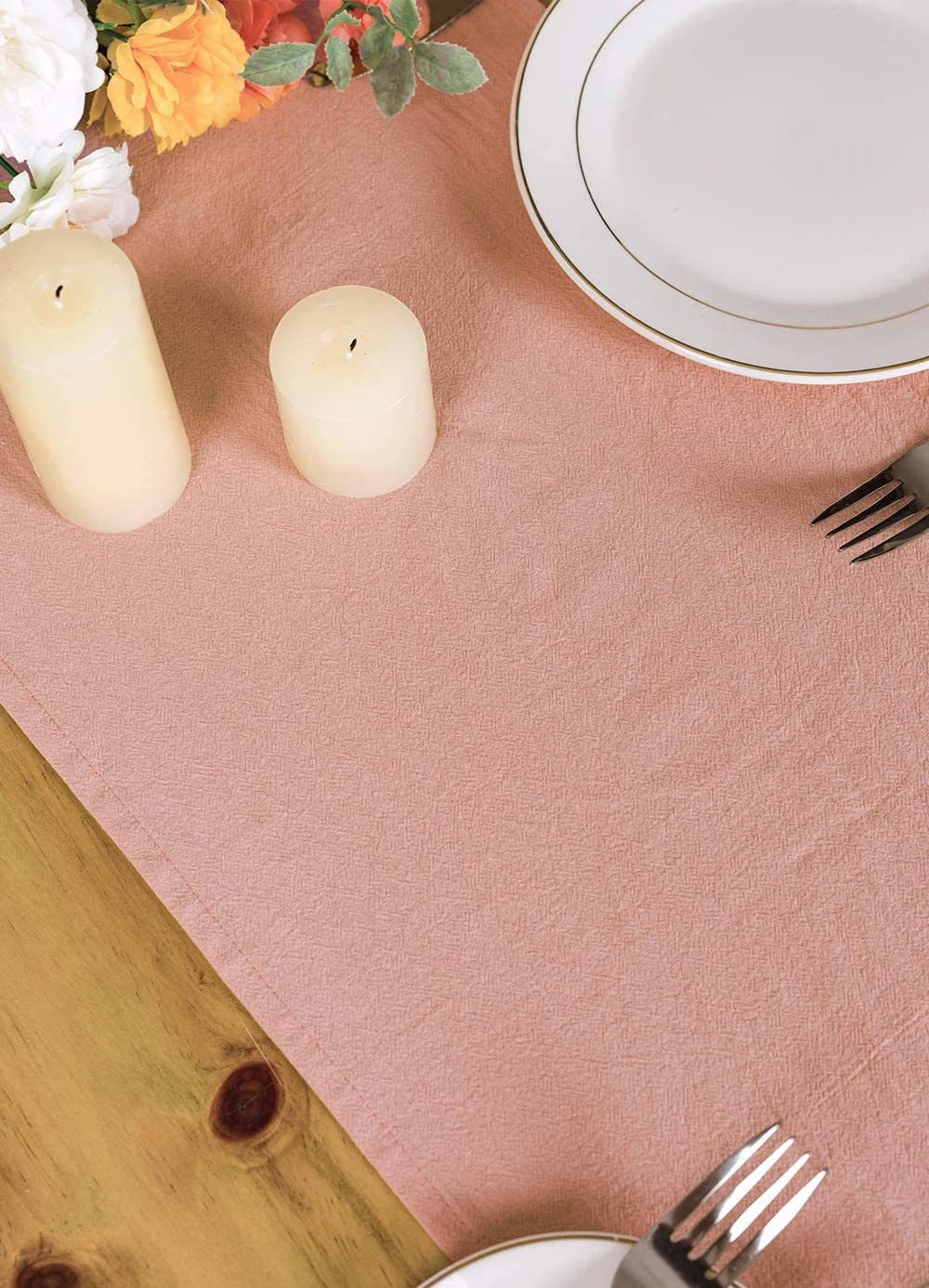 Solid Cotton Table Runner, Dusty Rose Wedding & Party Décor