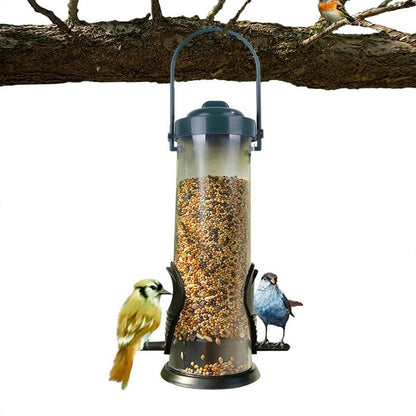 Hanging Bird Feeder, Clear Tube Wild Bird Seed Container with Perches