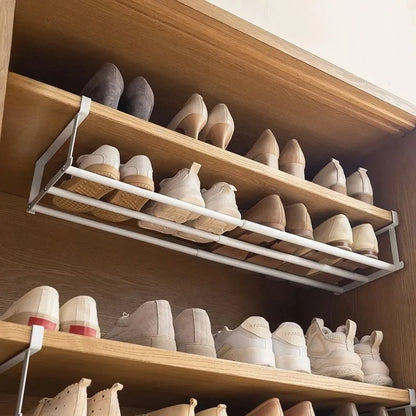 Under-Shelf Hanging Shoe Rack, Space-Saving Closet Organizer