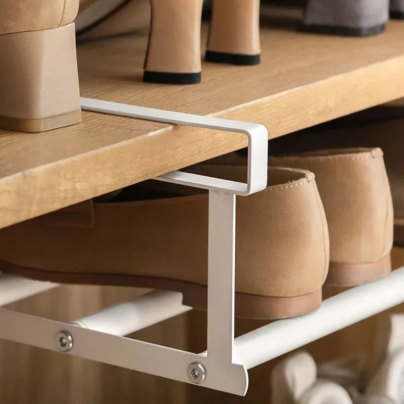 Under-Shelf Hanging Shoe Rack, Space-Saving Closet Organizer