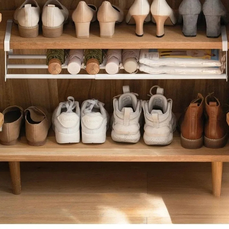 Under-Shelf Hanging Shoe Rack, Space-Saving Closet Organizer