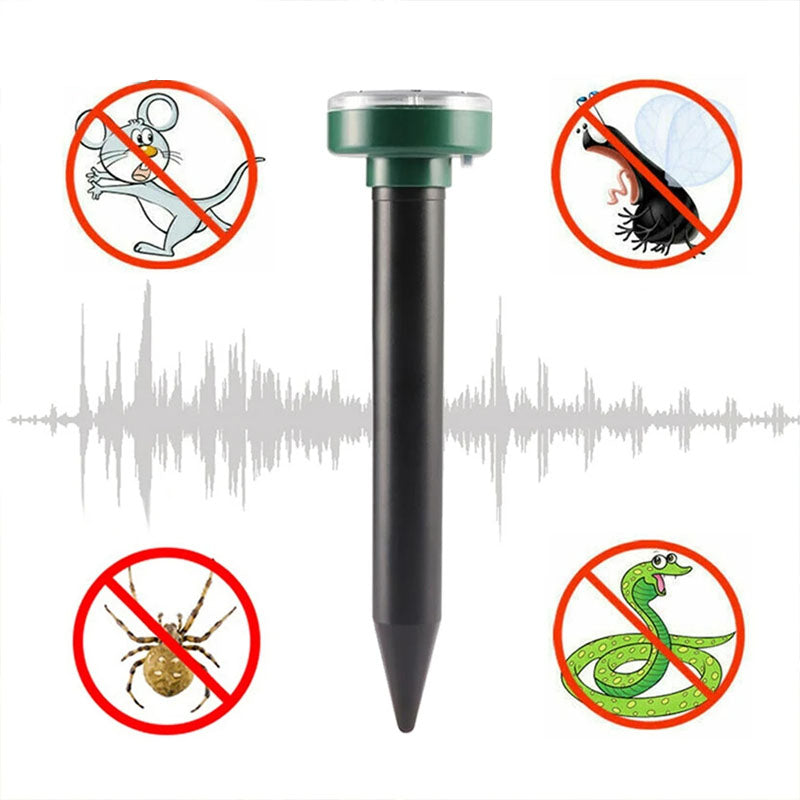 Solar Ultrasonic Mole and Pest Repeller Stake for Lawn and Garden