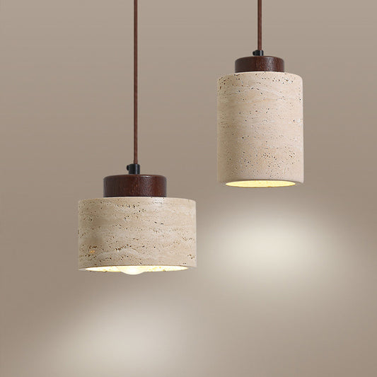 Wabi-Sabi Travertine Pendant Light for Bedside and Dining